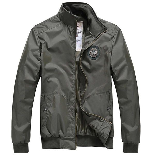 Chaqueta De Color Puro Con Insignia De Moda Ajustada Informal De Primavera Para Hombre