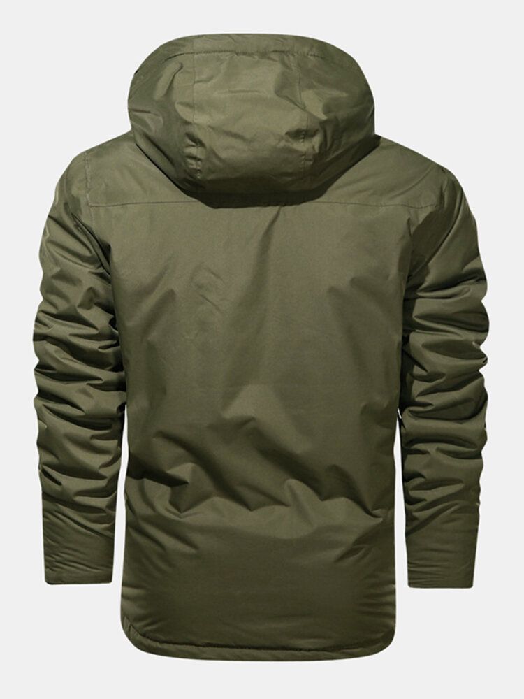 Chaqueta Con Capucha Simple Con Cremallera De Color Sólido Impermeable A Prueba De Viento Para Hombre