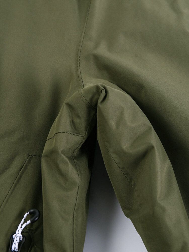 Chaqueta Con Capucha Simple Con Cremallera De Color Sólido Impermeable A Prueba De Viento Para Hombre