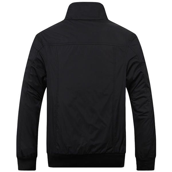 Chaqueta De Cuello Alto Informal De Otoño Para Hombre Abrigo De Bolsillo Con Cremallera De Nailon De Color Sólido