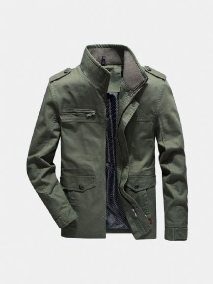 Chaqueta Militar De Trabajo Tipo Cargo De Algodón Con Múltiples Bolsillos Para Hombre