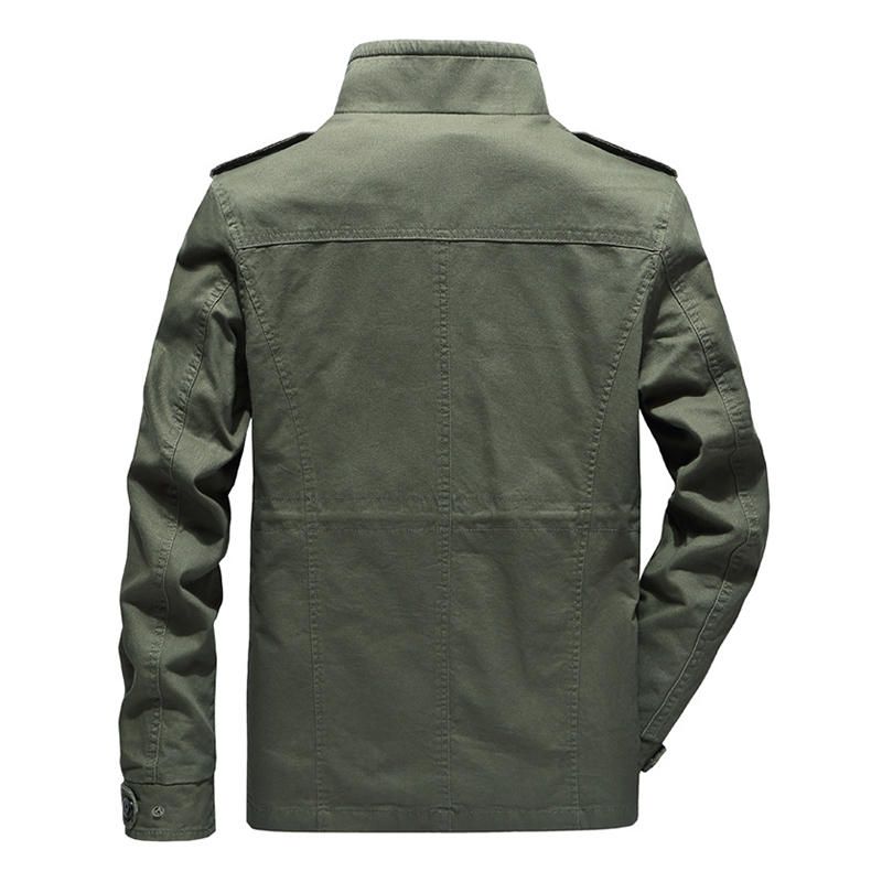 Chaqueta Militar De Trabajo Tipo Cargo De Algodón Con Múltiples Bolsillos Para Hombre