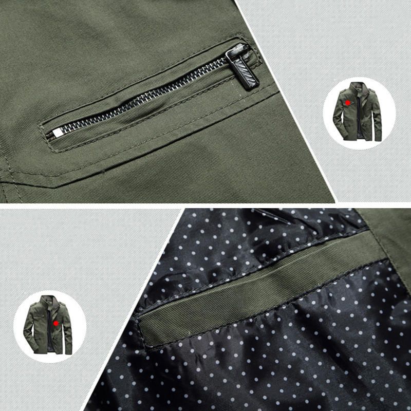 Chaqueta Militar De Trabajo Tipo Cargo De Algodón Con Múltiples Bolsillos Para Hombre