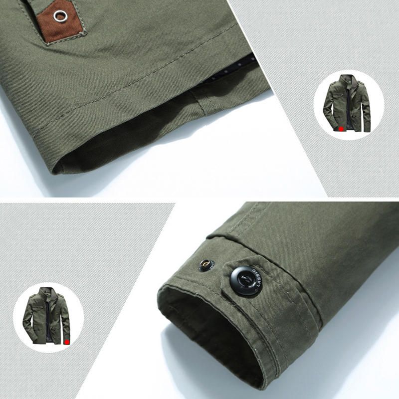 Chaqueta Militar De Trabajo Tipo Cargo De Algodón Con Múltiples Bolsillos Para Hombre