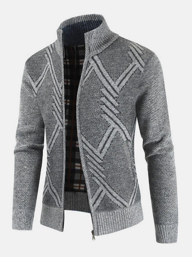 Chaqueta De Suéter De Manga Larga Con Cuello Alto Y Gráficos Para Hombre