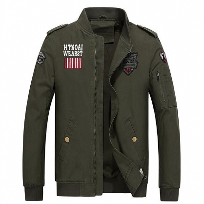 Chaqueta De Vuelo Militar De Moda Con Bordado De Insignia De Charretera