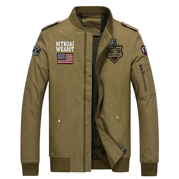 Chaqueta De Vuelo Militar De Moda Con Bordado De Insignia De Charretera