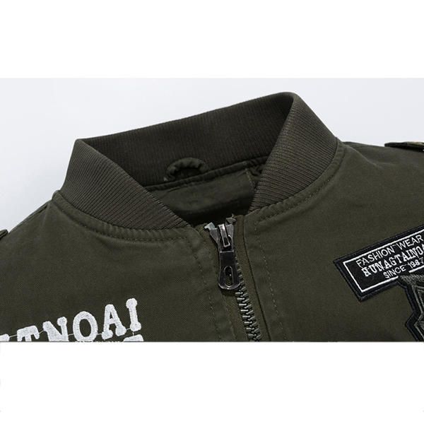 Chaqueta De Vuelo Militar De Moda Con Bordado De Insignia De Charretera