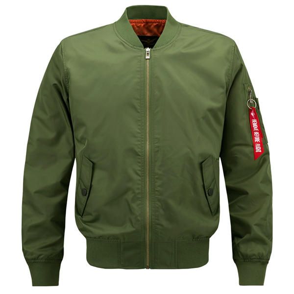 Chaqueta De Vuelo De Primavera Y Otoño Para Hombre Chaqueta De Bombardero De Color Puro