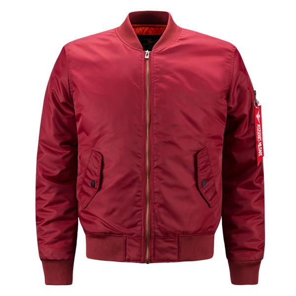 Chaqueta De Vuelo De Primavera Y Otoño Para Hombre Chaqueta De Bombardero De Color Puro