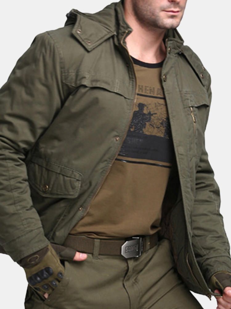 Chaquetas De Algodón Con Capucha Verde Militar Gruesas Y Cálidas De Estilo Militar