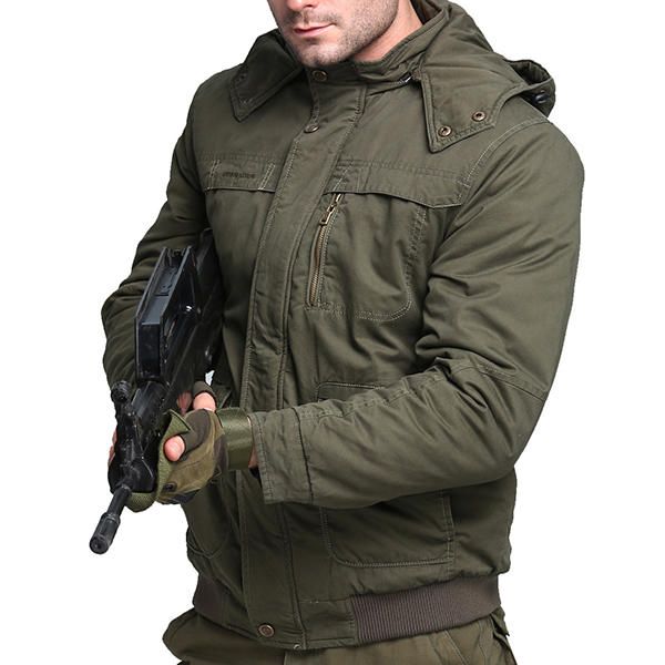 Chaquetas De Algodón Con Capucha Verde Militar Gruesas Y Cálidas De Estilo Militar