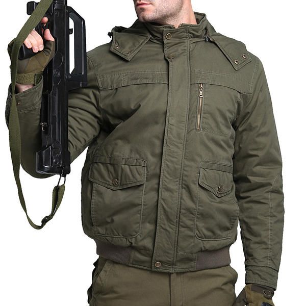 Chaquetas De Algodón Con Capucha Verde Militar Gruesas Y Cálidas De Estilo Militar