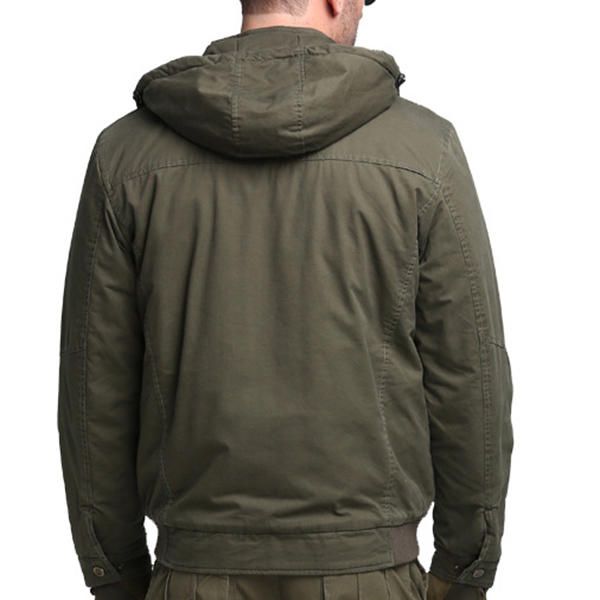 Chaquetas De Algodón Con Capucha Verde Militar Gruesas Y Cálidas De Estilo Militar