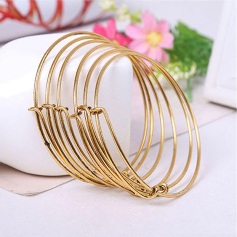 10 20pcs Pulsera De Brazalete Envuelto En Alambre A Granel Ajustable Expansible Plateado Plateado