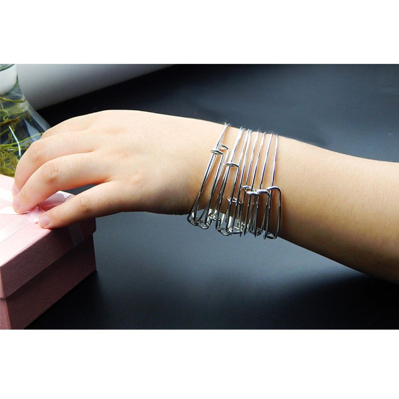 10 20pcs Pulsera De Brazalete Envuelto En Alambre A Granel Ajustable Expansible Plateado Plateado