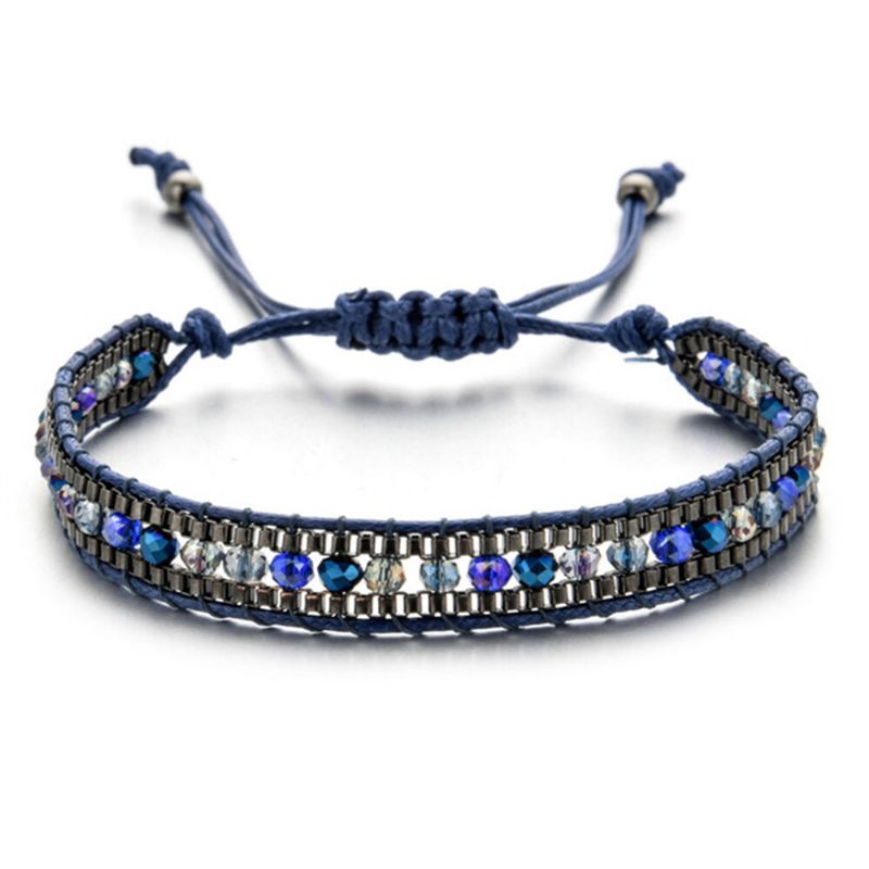 10 Colores Pulsera De Cuentas De Cristal Bohemio Cuerda Multicapa Ajuste Telescópico Pulsera De Mujer