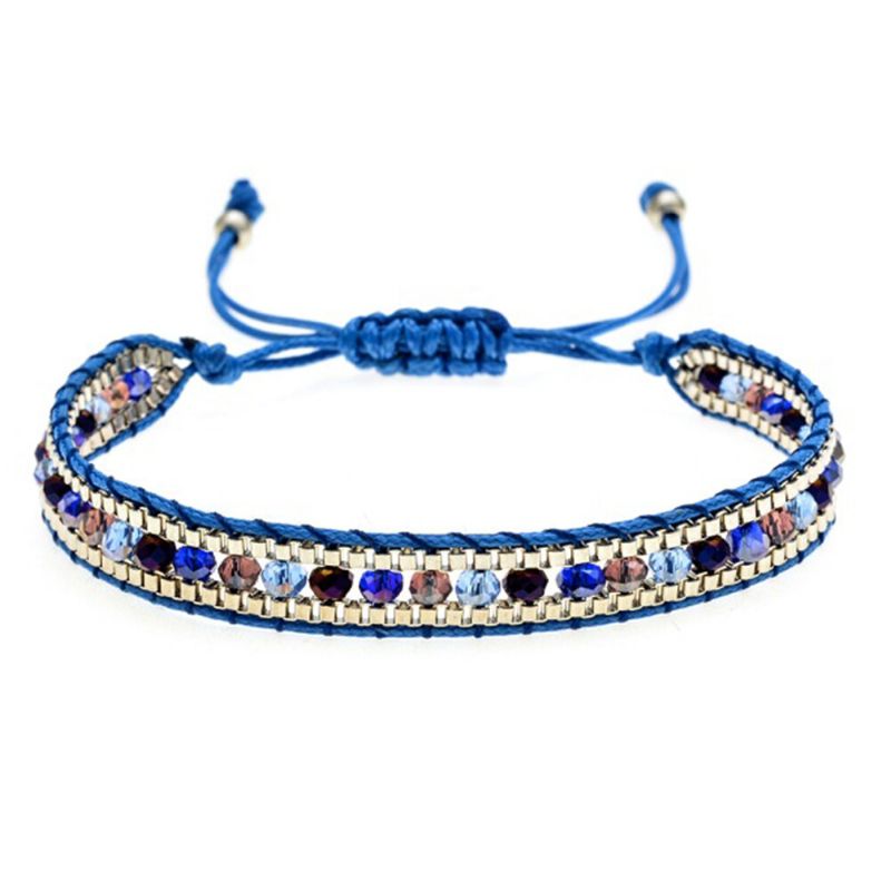 10 Colores Pulsera De Cuentas De Cristal Bohemio Cuerda Multicapa Ajuste Telescópico Pulsera De Mujer