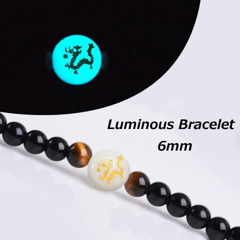 108 Cuentas De Ónix Negro Luminoso Yoga Dragón Mala Pulsera Multicapa Pulsera De Cuentas Vintage