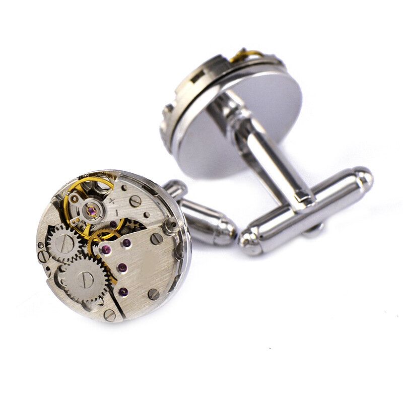 2 Piezas Moda Mujer Hombre Reloj Mecánico Movimiento Gemelos Camisa Manga Botones Bala Aviones Modelado Gemelos Regalo De Navidad