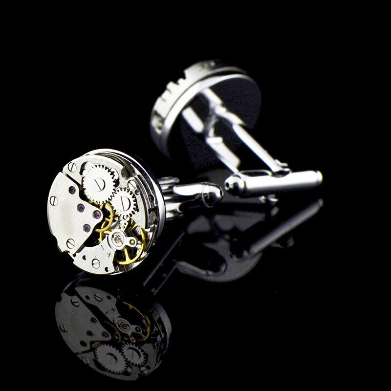 2 Piezas Moda Mujer Hombre Reloj Mecánico Movimiento Gemelos Camisa Manga Botones Bala Aviones Modelado Gemelos Regalo De Navidad