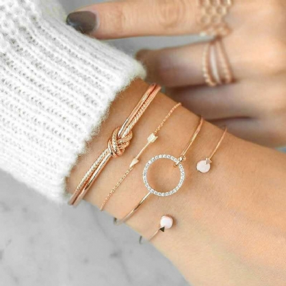 4 Piezas De Brazalete Dulce Conjunto De Brazalete De Flecha Geométrica Abierta Brazalete Ajustable Para Mujer