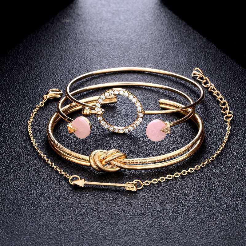 4 Piezas De Brazalete Dulce Conjunto De Brazalete De Flecha Geométrica Abierta Brazalete Ajustable Para Mujer