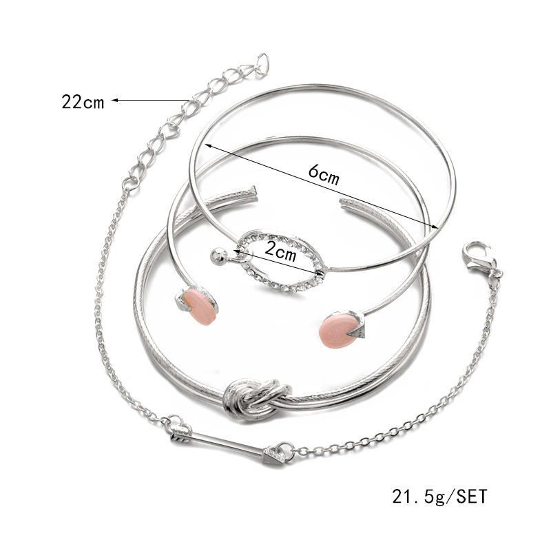 4 Piezas De Brazalete Dulce Conjunto De Brazalete De Flecha Geométrica Abierta Brazalete Ajustable Para Mujer