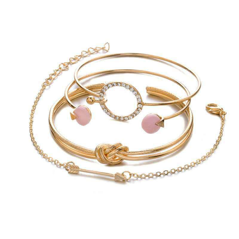 4 Piezas De Brazalete Dulce Conjunto De Brazalete De Flecha Geométrica Abierta Brazalete Ajustable Para Mujer