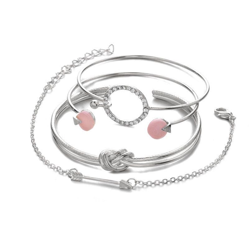 4 Piezas De Brazalete Dulce Conjunto De Brazalete De Flecha Geométrica Abierta Brazalete Ajustable Para Mujer