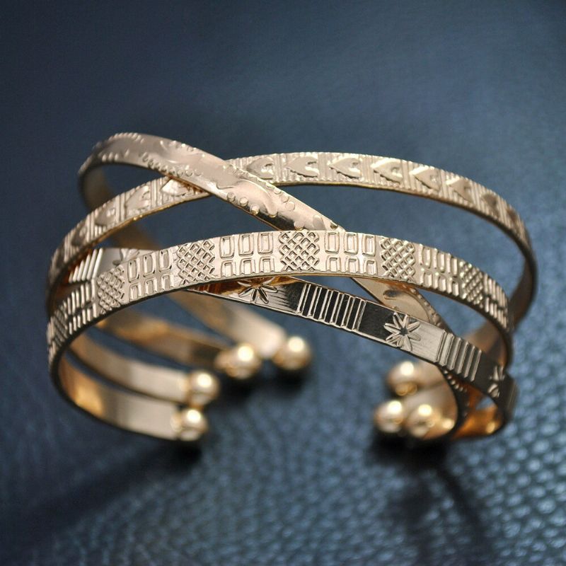 4 Piezas De Moda Creativo Oro Apertura Corazón Estrella Luna Diseño Brazalete Conjunto Mujer Pulsera Joyería