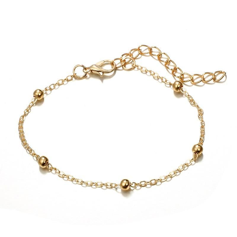 4 Piezas De Oro Para Mujer Conjunto De Pulseras Estilo Casual Moda Frutas Pulsera Concha Letra Colgante