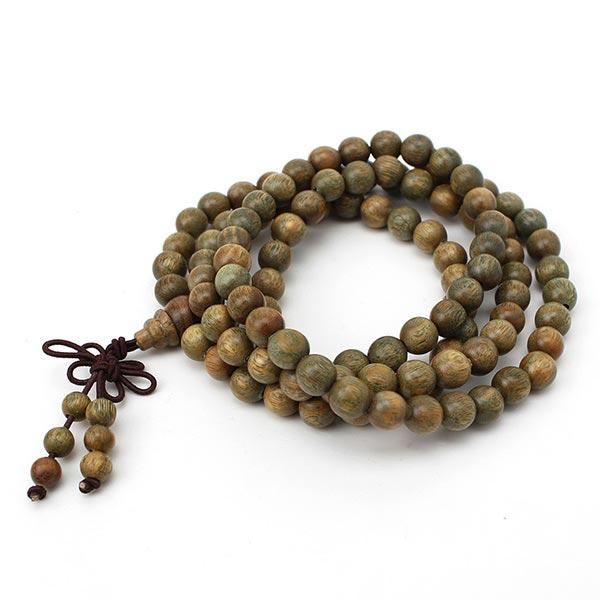 8 mm 108 Pulsera De Collar De Mala De Cuentas De Oración Budista De Sándalo Verde