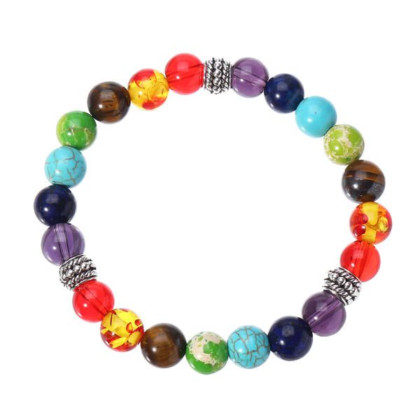 8mm Bolas De Cuentas De Equilibrio Coloridas Yoga Reiki Oración Piedra Preciosa Chakra Pulsera De Corazón Regalo Para Mujeres