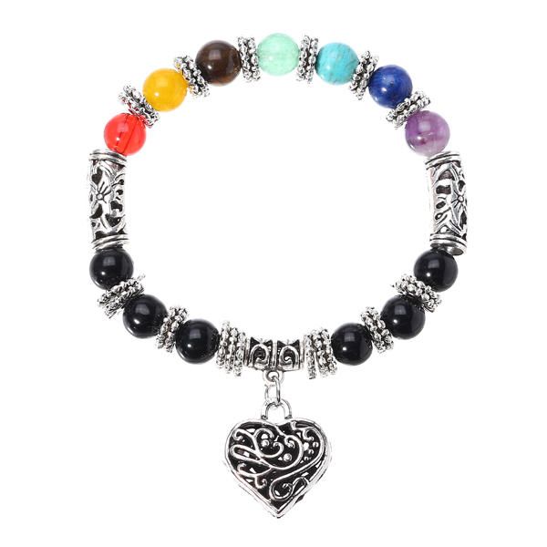 8mm Bolas De Cuentas De Equilibrio Coloridas Yoga Reiki Oración Piedra Preciosa Chakra Pulsera De Corazón Regalo Para Mujeres