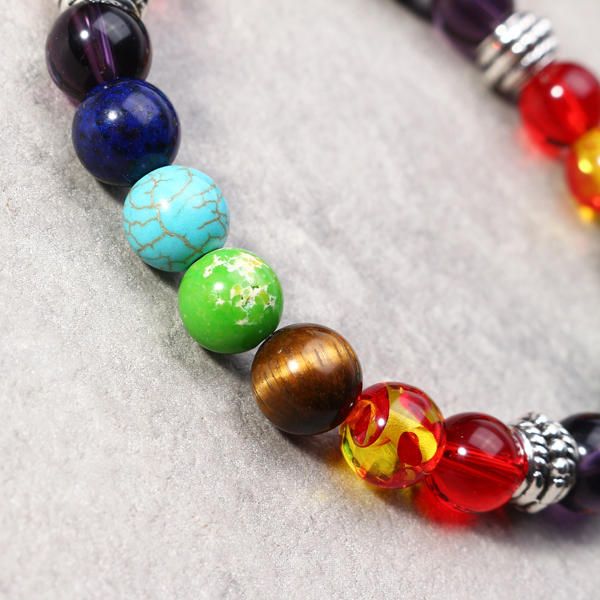 8mm Bolas De Cuentas De Equilibrio Coloridas Yoga Reiki Oración Piedra Preciosa Chakra Pulsera De Corazón Regalo Para Mujeres