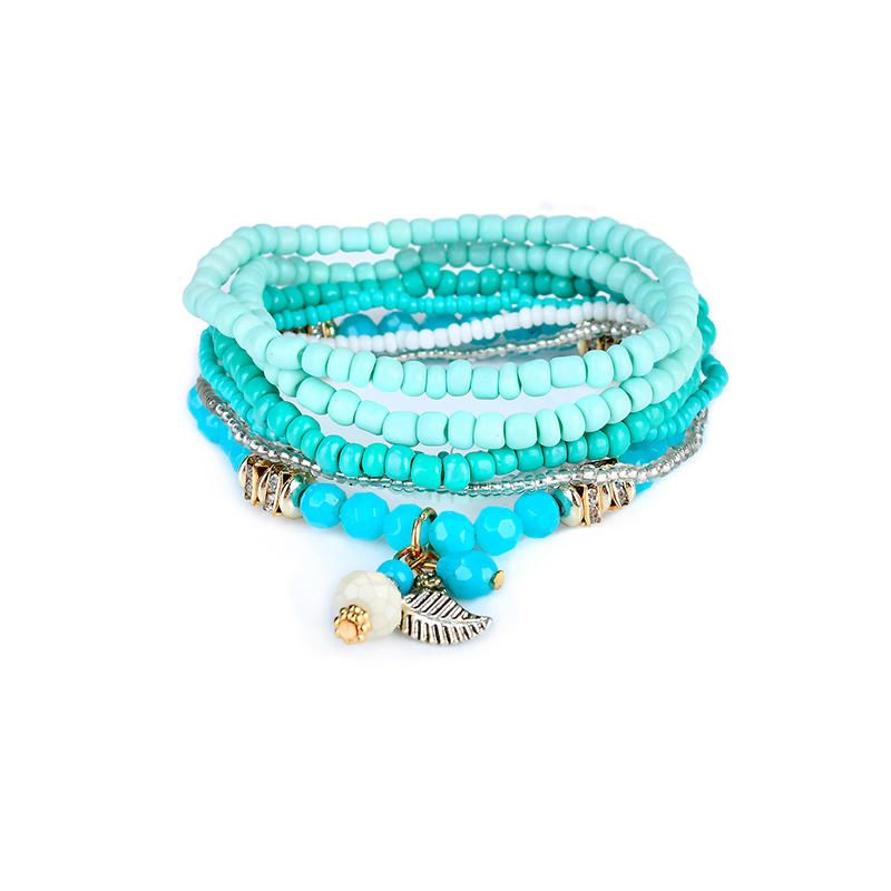 Bohemia Con Forma De Cono De Pino Cuentas Colgantes Pulsera Multicapa Joyería Para Mujer