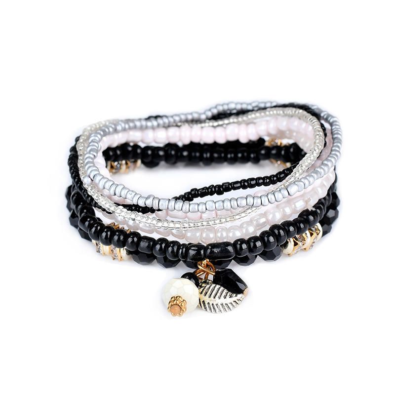 Bohemia Con Forma De Cono De Pino Cuentas Colgantes Pulsera Multicapa Joyería Para Mujer