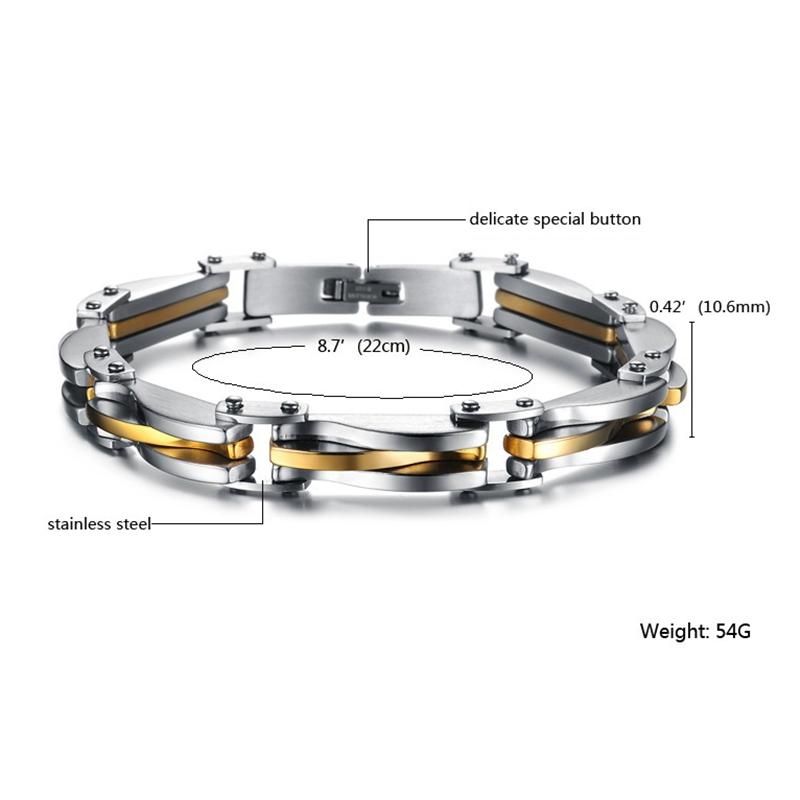 Brazalete De Acero De Titanio De Una Sola Cadena De Oro Intermetálico En Forma De Diamante