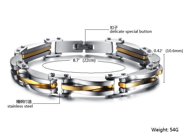 Brazalete De Acero De Titanio De Una Sola Cadena De Oro Intermetálico En Forma De Diamante