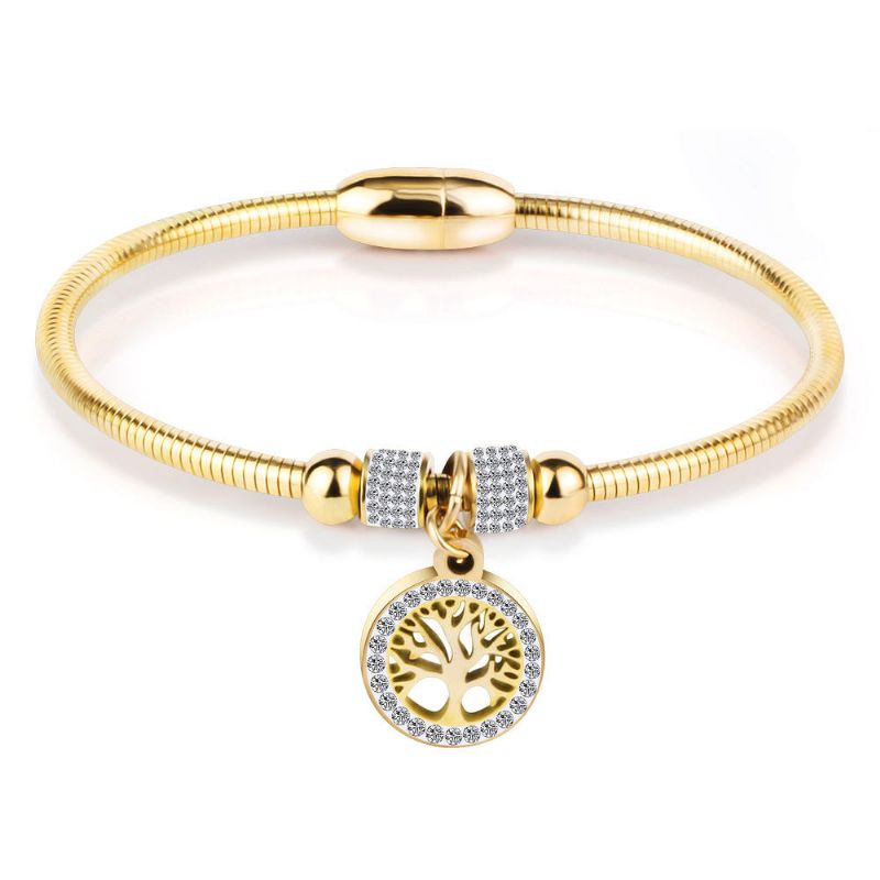 Brazalete Clásico Del Árbol De La Vida Brazalete Simple De Oro Rosa Y Plata Con Piedras Preciosas Brazalete Para Mujer