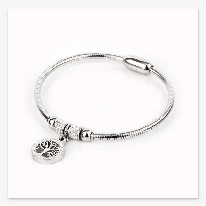 Brazalete Clásico Del Árbol De La Vida Brazalete Simple De Oro Rosa Y Plata Con Piedras Preciosas Brazalete Para Mujer