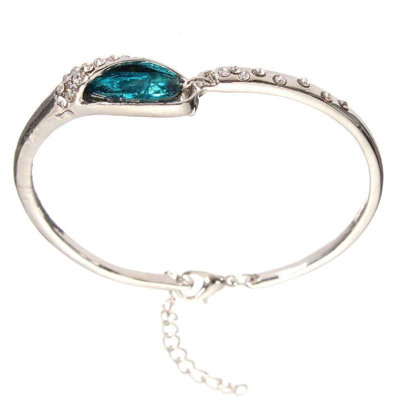 Brazalete De Plata Para Mujer Pulsera De Cristal Con Diamantes De Imitación Azul Cadena De Mano Regalo De Joyería