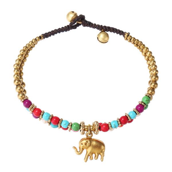 Colgante De Elefante Vintage Brazalete De Cuentas De Colores Pulsera Ajustable Tejida A Mano Para Mujer