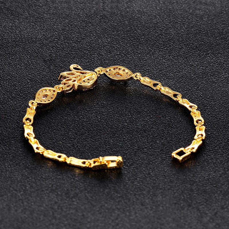 Hermoso Brazalete De Mujer Chapado En Circonitas Con Diamantes Oro De 18 Quilates