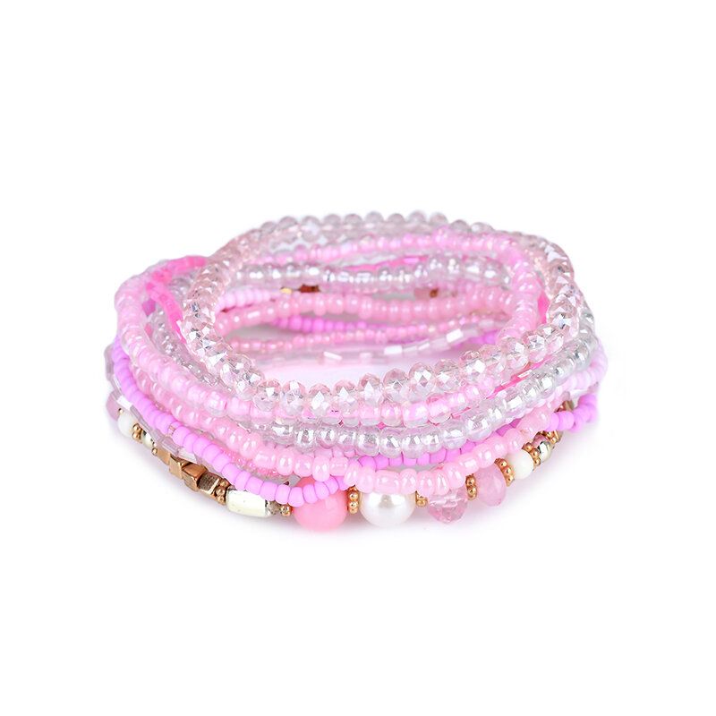 Joyería De Mujer Bohemia Pulsera De Cuentas Ajustable Multicapa Colorida El Mejor Regalo Para Niña