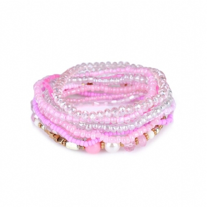 Joyería De Mujer Bohemia Pulsera De Cuentas Ajustable Multicapa Colorida El Mejor Regalo Para Niña