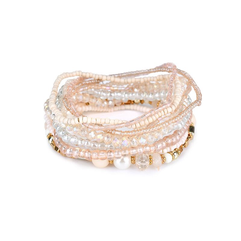 Joyería De Mujer Bohemia Pulsera De Cuentas Ajustable Multicapa Colorida El Mejor Regalo Para Niña