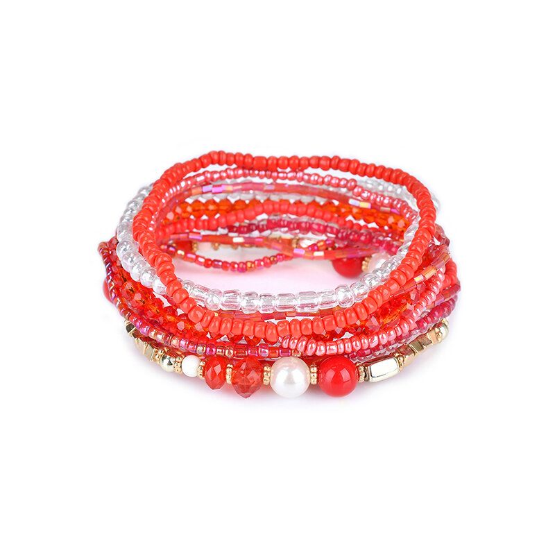 Joyería De Mujer Bohemia Pulsera De Cuentas Ajustable Multicapa Colorida El Mejor Regalo Para Niña