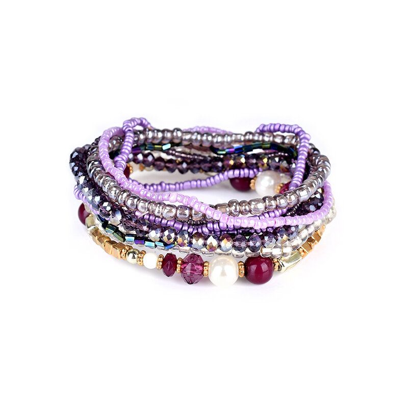 Joyería De Mujer Bohemia Pulsera De Cuentas Ajustable Multicapa Colorida El Mejor Regalo Para Niña